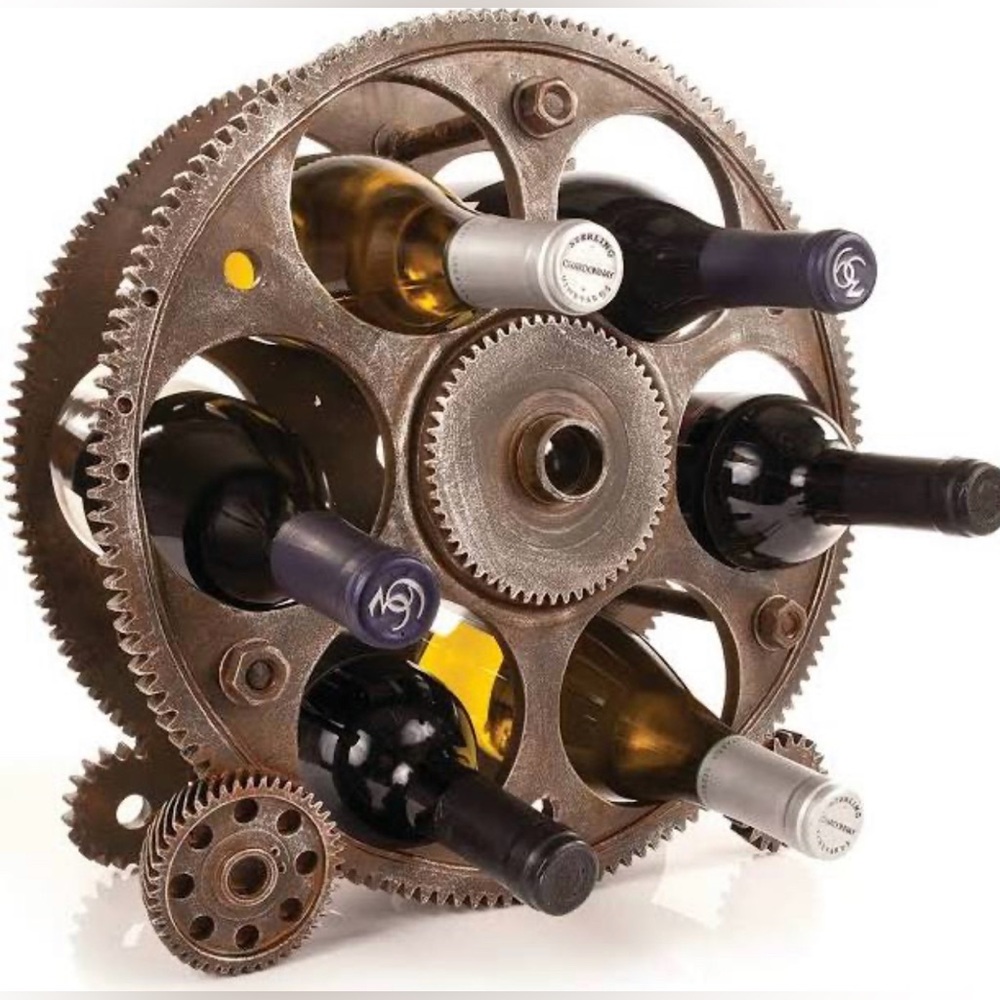 Steampunk wine bottle holder